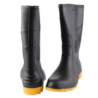 BOTA PEGA FORTE PVC PRETA SOLADO AMARELO CA- 3151