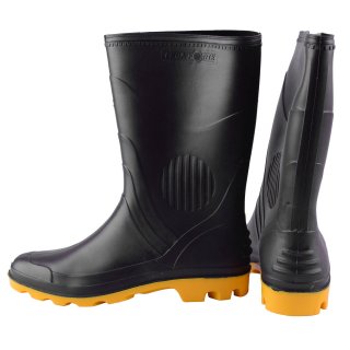 BOTA PEGA FORTE PVC PRETA SOLADO AMARELO CA- 3151